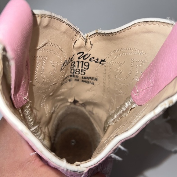 Old West Pink Childrens Girls Corona Leather J Toe Cowboy Western Boots Size 8.5 - Picture 16 of 17